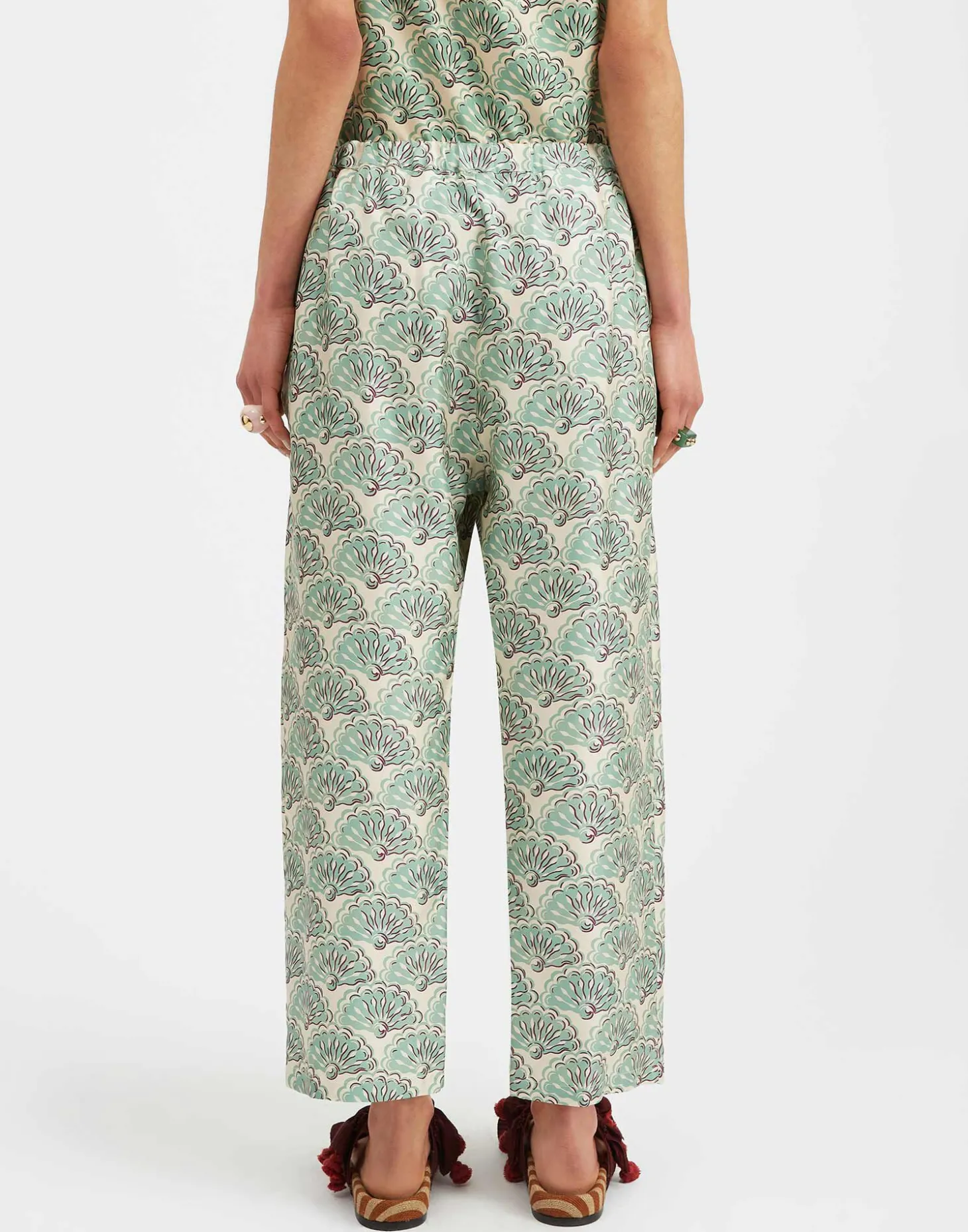 Drawstring PantsFans Mint in Silk Twill