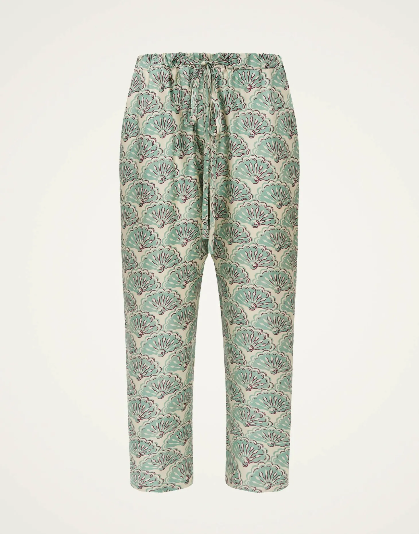 Drawstring PantsFans Mint in Silk Twill