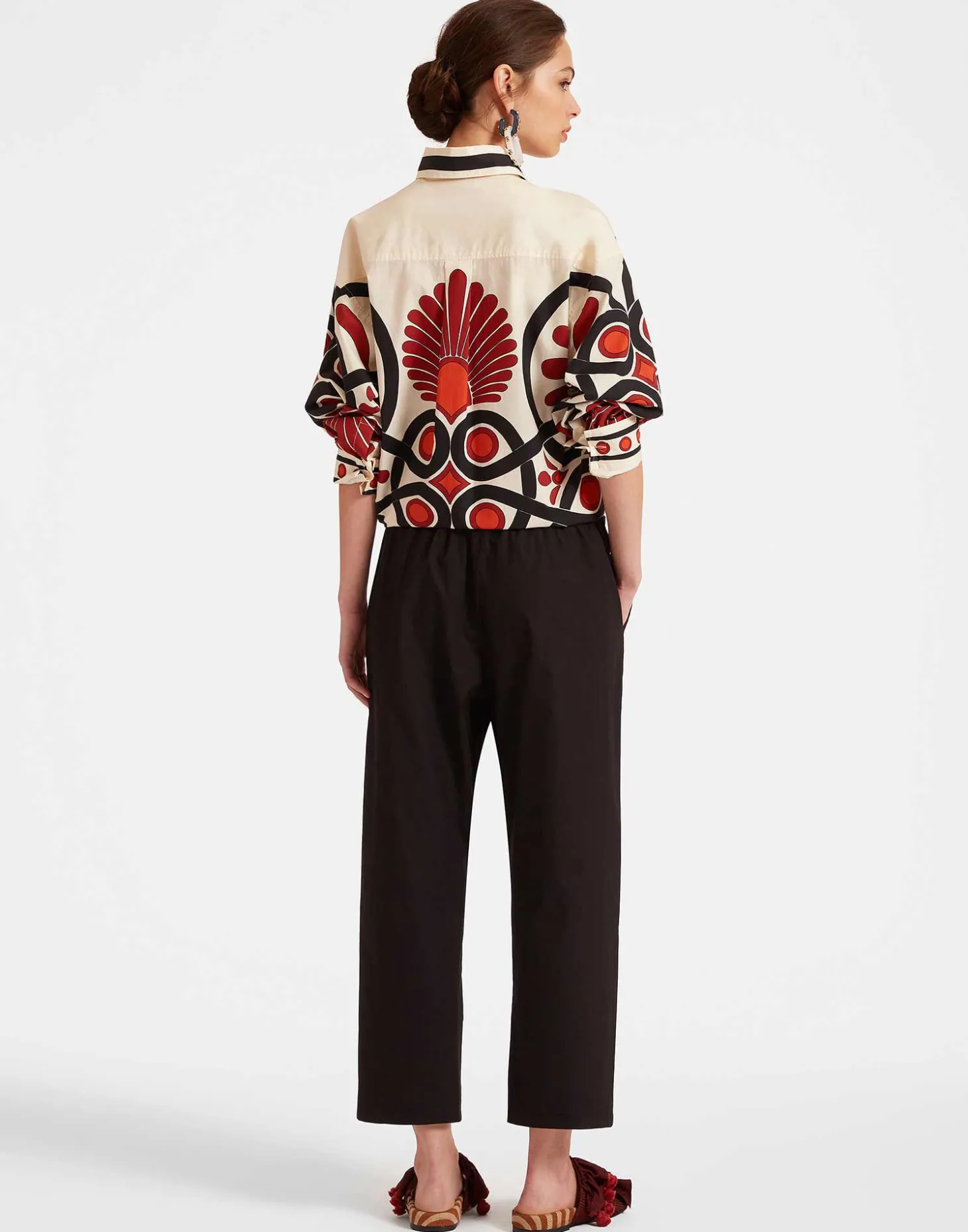 Drawstring PantsSolid Black in Crisp Poplin