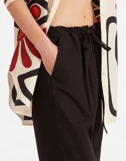 Drawstring PantsSolid Black in Crisp Poplin