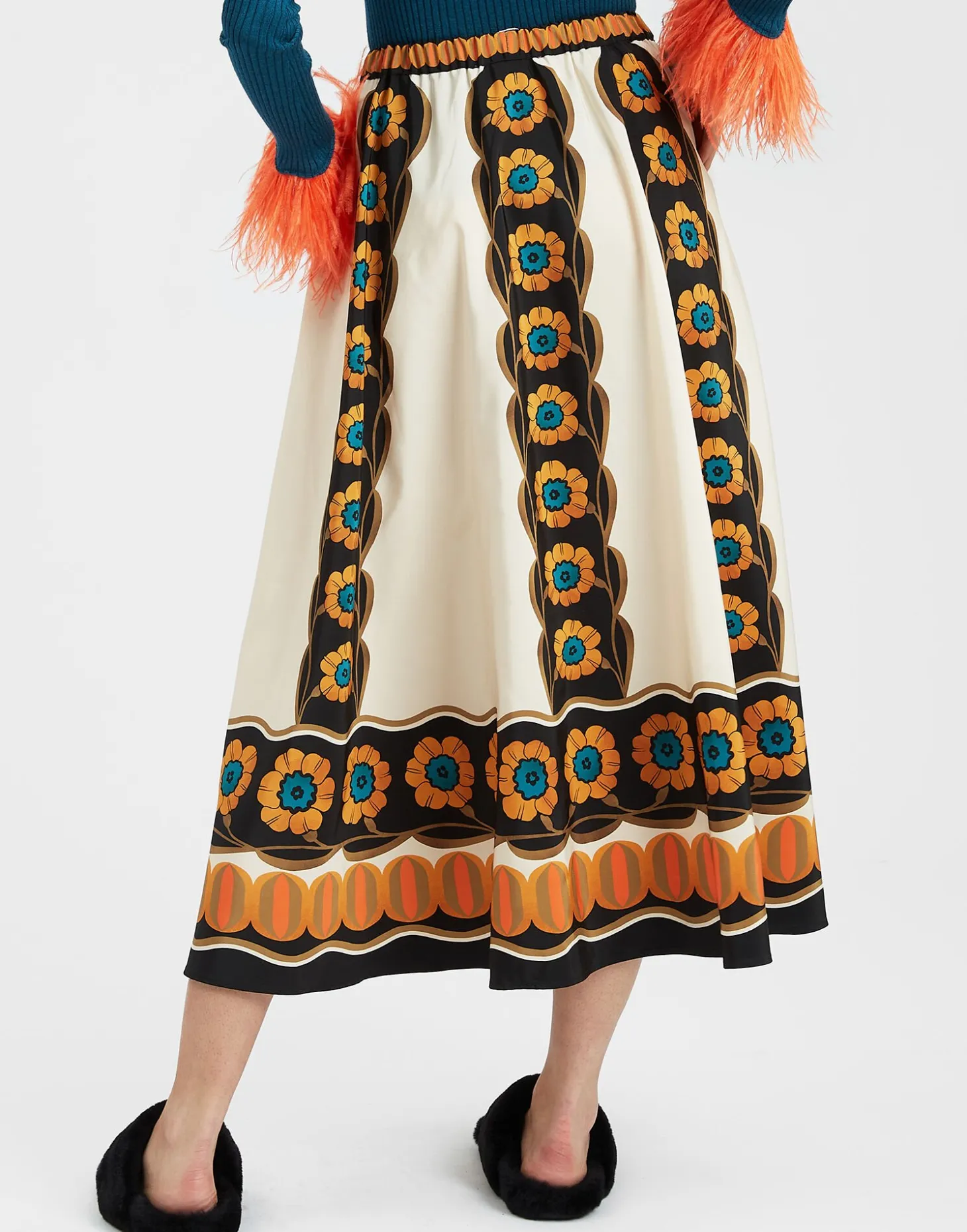 Drawstring SkirtDaisychain Placée Orange in Light Faille