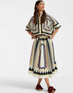 Drawstring SkirtDoric Plac&eacute;e Cream in Cotton Poplin