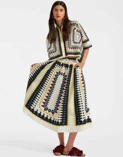 Drawstring SkirtDoric Plac&eacute;e Cream in Cotton Poplin