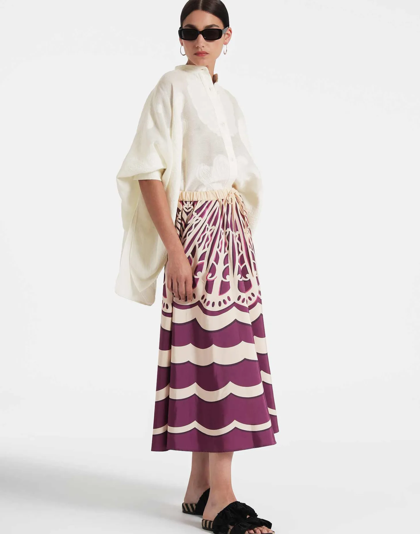 Drawstring SkirtFans Placée Purple in Faille