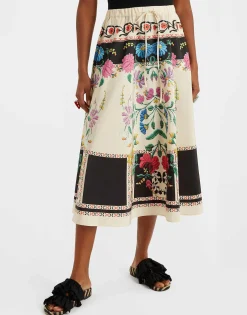 Drawstring SkirtPlaza Placée Ivory in Faille