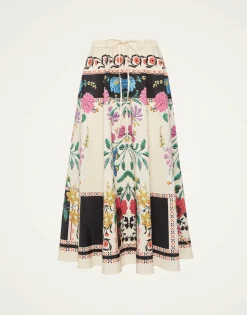 Drawstring SkirtPlaza Placée Ivory in Faille