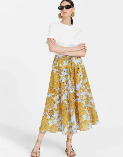 Drawstring SkirtTangle Light Blue in Printed Lace