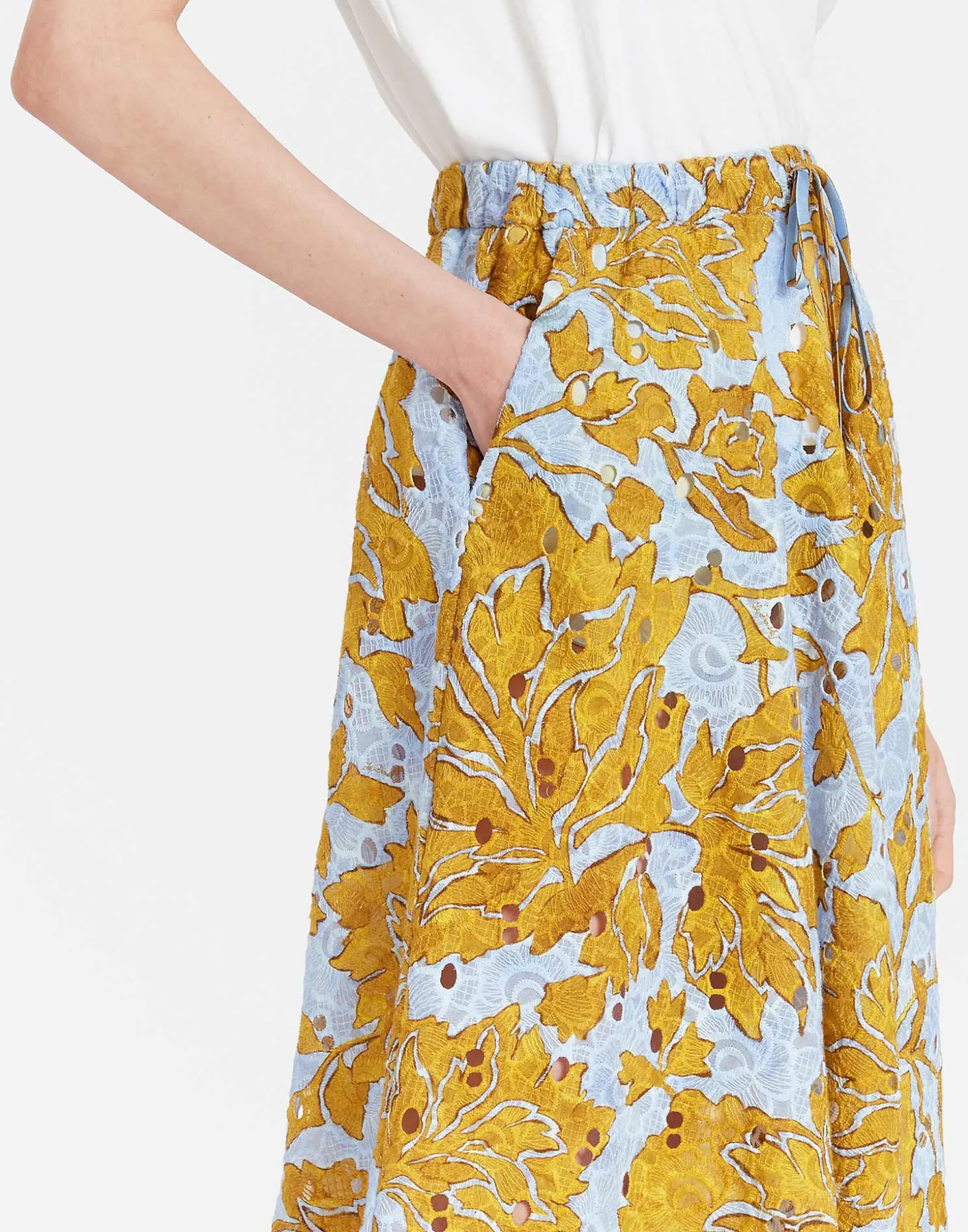 Drawstring SkirtTangle Light Blue in Printed Lace