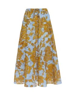 Drawstring SkirtTangle Light Blue in Printed Lace