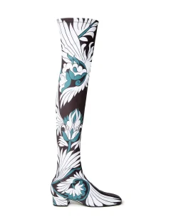 Edie High BootsMix Tiles Blue in Lycra