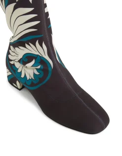 Edie High BootsMix Tiles Blue in Lycra