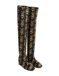 Edie High BootsScarab Black in Elastic Lycra