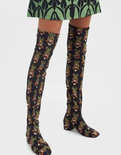 Edie High BootsScarab Black in Elastic Lycra