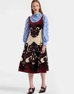 Ella Midi DressCorsini Plac&eacute;e Cream in Cotton Velvet