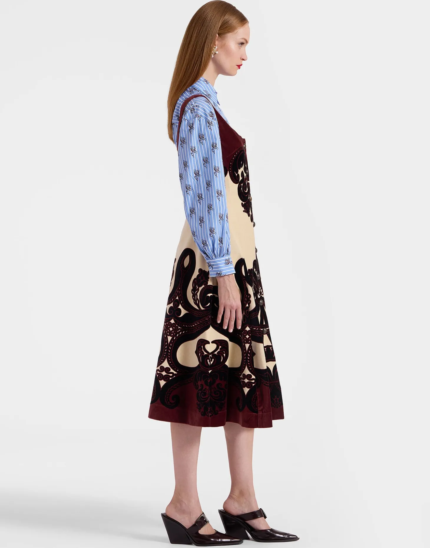 Ella Midi DressCorsini Placée Cream in Cotton Velvet