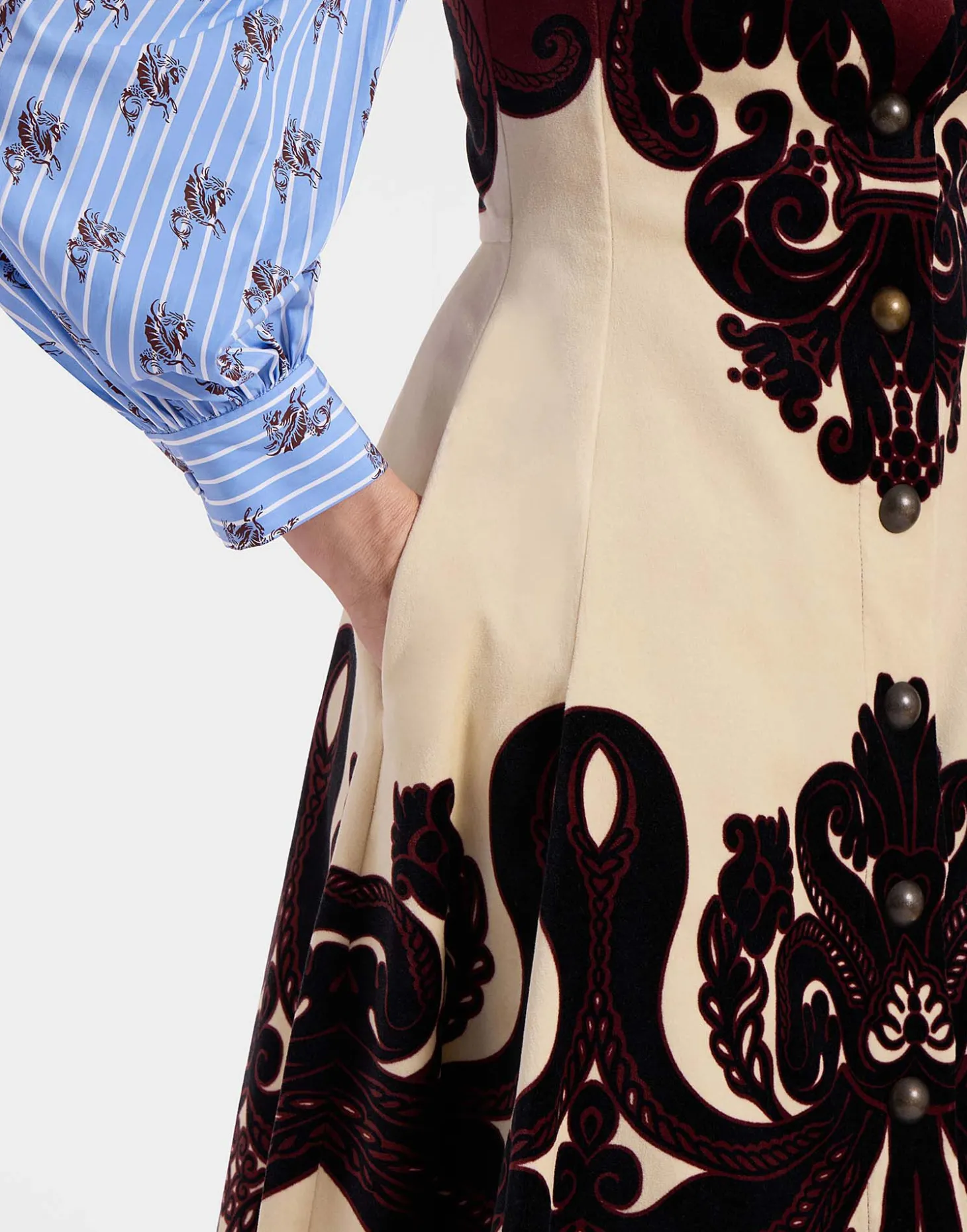 Ella Midi DressCorsini Placée Cream in Cotton Velvet