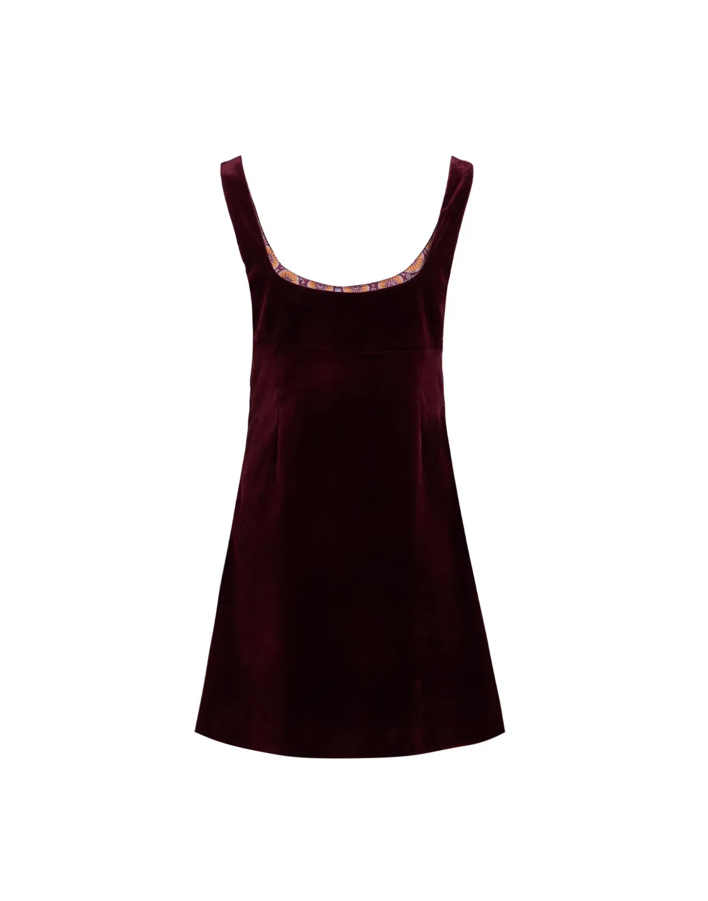 Ella Mini DressSolid Burgundy in Cotton Velvet Embroidered