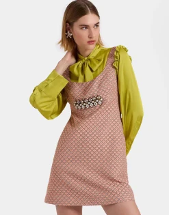 Ella Mini DressTulip Pale Pink in Jacquard Embroidered