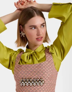 Ella Mini DressTulip Pale Pink in Jacquard Embroidered