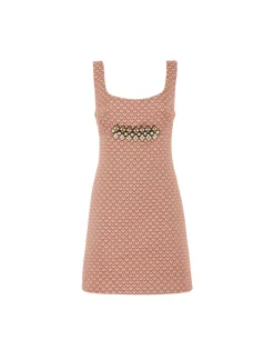 Ella Mini DressTulip Pale Pink in Jacquard Embroidered