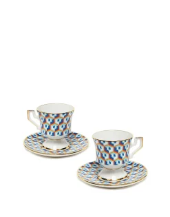 Espresso Cup & Saucer Set of 2Cubi Blu in Porcelain