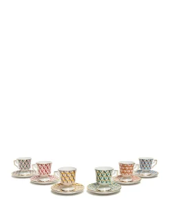 Espresso Cup & Saucer Set of 6Cubi Mix in Porcelain