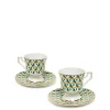 Espresso Cup & Saucer Set of 2Cubi Verde in Porcelain
