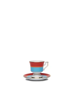 Espresso Cup & Saucer Set of 2Rainbow Azzurro in Porcelain