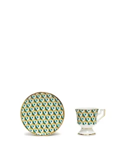 Espresso Cup & Saucer Set of 2Cubi Verde in Porcelain