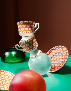 Espresso Cup & Saucer Set of 2Cubi Oro in Porcelain