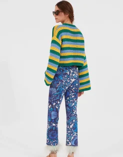 Fancy Crop Jeans (With Feathers)Anemone in Denim