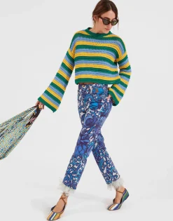 Fancy Crop Jeans (With Feathers)Anemone in Denim