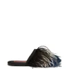 Feather SlipperSolid Black in Raso