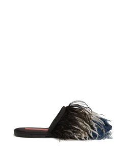 Feather SlipperSolid Black in Raso