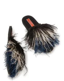 Feather SlipperSolid Black in Raso