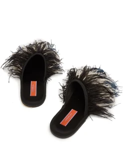 Feather SlipperSolid Black in Raso