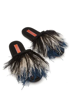 Feather SlipperSolid Black in Raso
