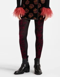 Flocked TightsBlack & Red in Flocked Nylon