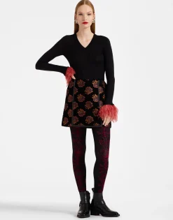 Flocked TightsBlack & Red in Flocked Nylon