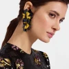Flora EarringsSolid Black in Macro Pansy