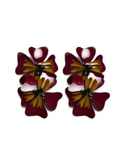 Flora EarringsSolid Burgundy in Macro Pansy