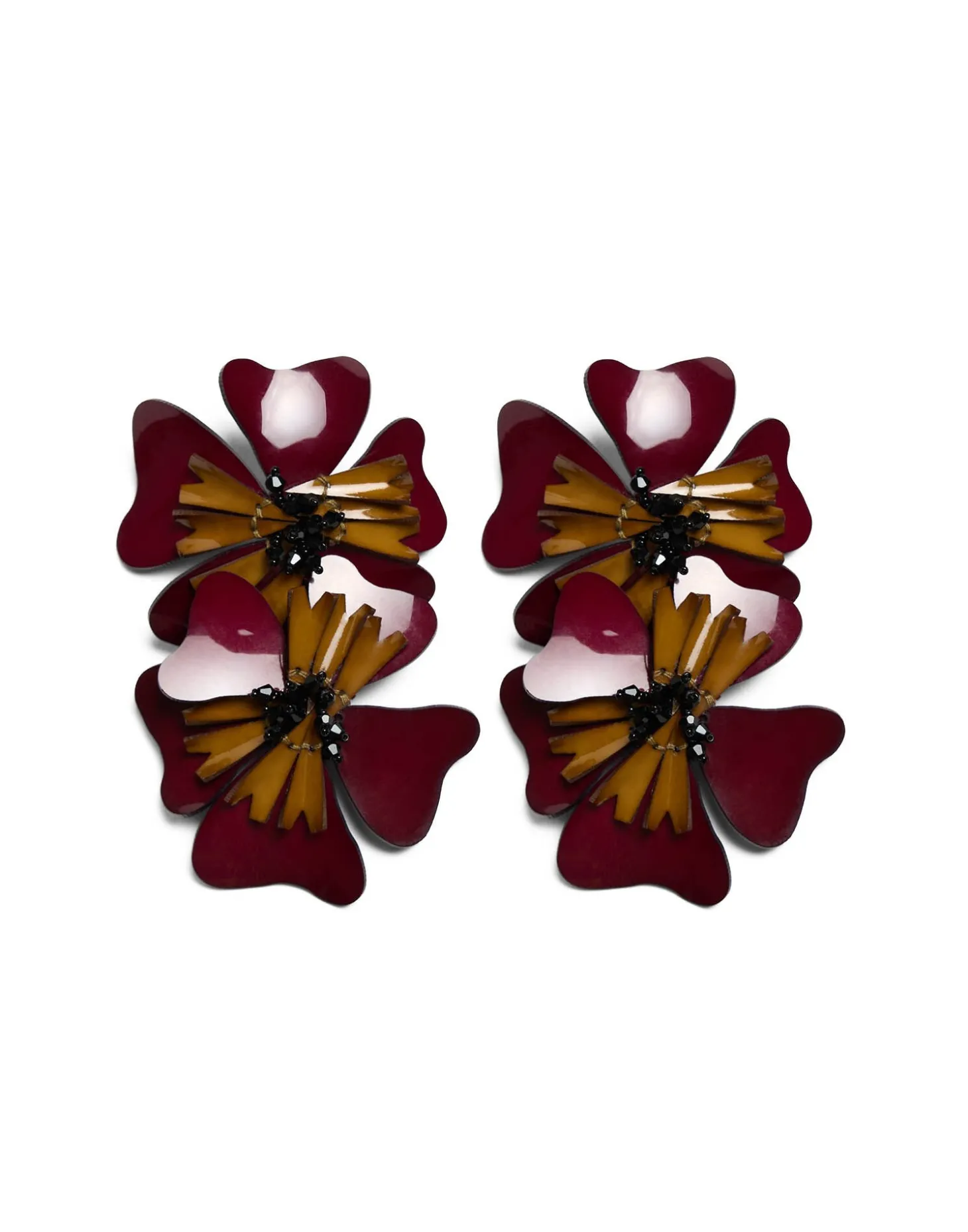 Flora EarringsSolid Burgundy in Macro Pansy