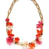 Flora NecklaceMulticolor Rosa/Arancio/Bianco in Raffia