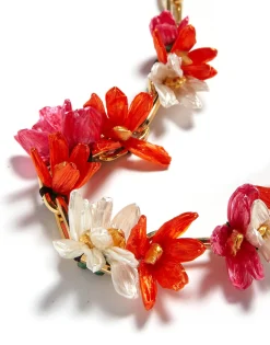 Flora NecklaceMulticolor Rosa/Arancio/Bianco in Raffia