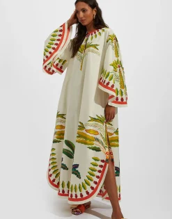 Flying DressPalme Plac&eacute;e in Popeline Cotton