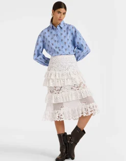 Footloose Lacey SkirtWhite in Cotton Lace
