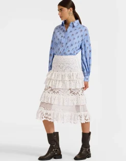 Footloose Lacey SkirtWhite in Cotton Lace