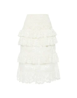 Footloose Lacey SkirtWhite in Cotton Lace