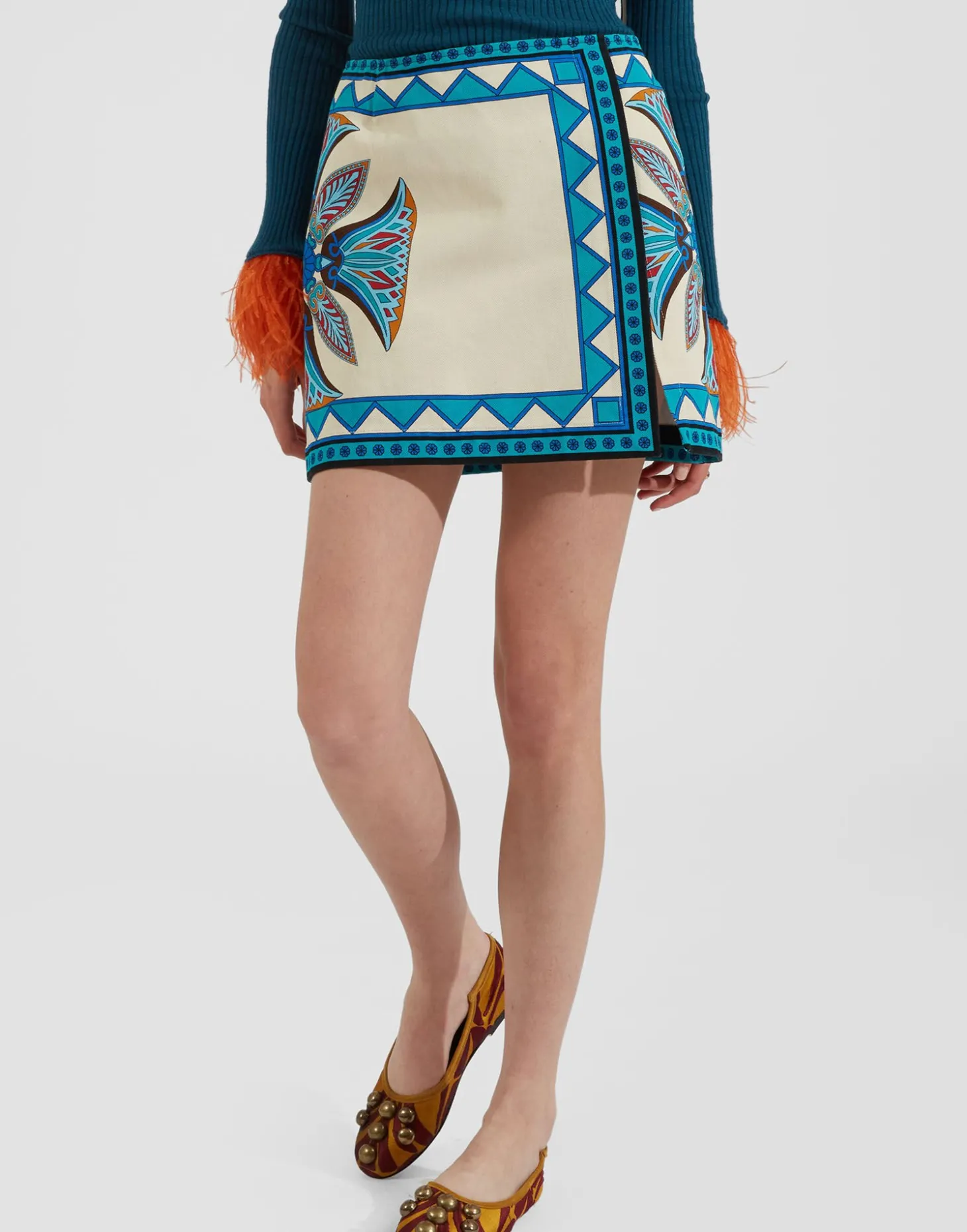 Foulard Mini SkirtLotus Placée Ivory in Stretch Cotton