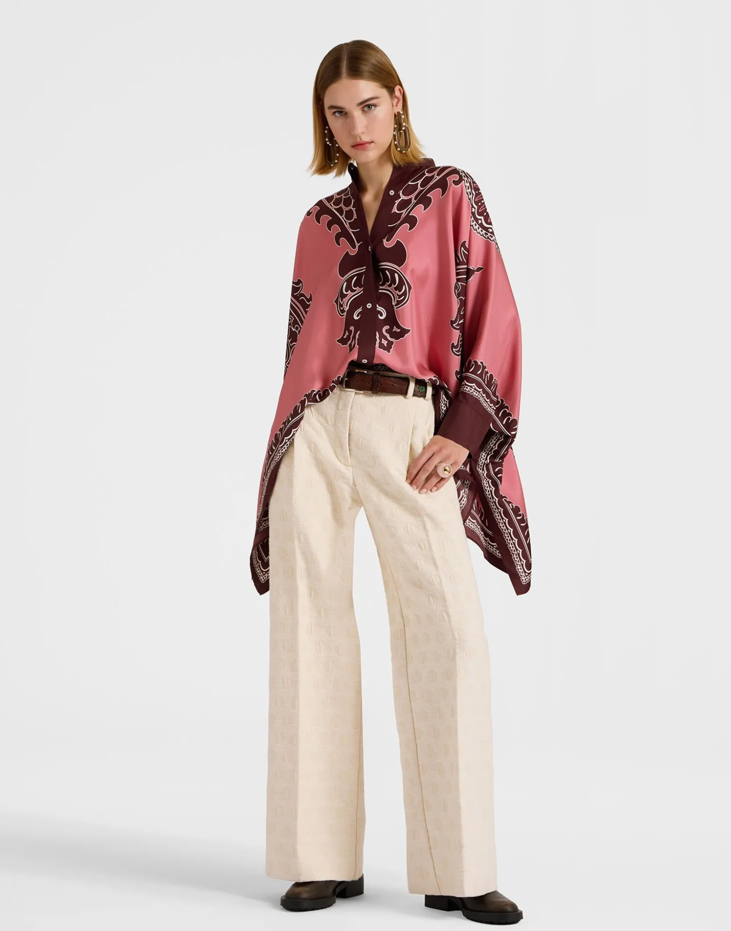 Foulard ShirtOltrarno Placée Pink in Silk Twill